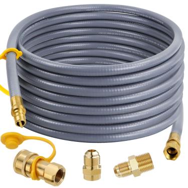 Imagem de Aekops 48 Feet 1/2-Inch Natural Gas Hose, with Quick Connect 1/2" Male x 3/8" Female Adapter, for BBQ, Grill Heater and More NG Appliance, Propane to Natural Gas Conversion Kit - CSA Certified(48FT)
