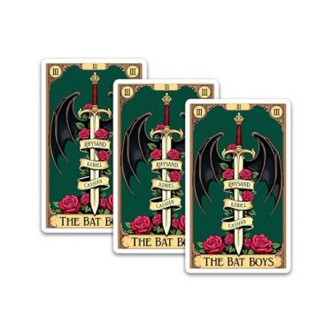 Imagem de Conjunto de 3 peças de adesivos The Bat Boys Funny Sword, Flower Bat Joke Meme Humor Sticker Bookish Hard Hat Waterproof Die-Cut Vinyl para garrafa de água, laptop, telefone para amigo colega de