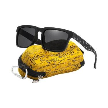 Imagem de Óculos de Sol Polarizados Pretos Foscos Masculinos - Com Estojo e Hast