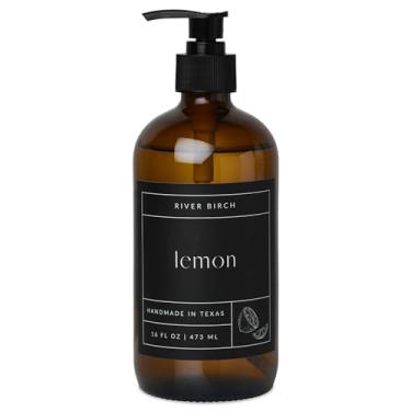 Imagem de River Birch Sabonete natural para as mãos com aroma de limão – Sabonete artesanal – Lavar à mão hidratante com dispensador de vidro âmbar – Sabonete hidratante perfumado de luxo – vegano e não tóxico