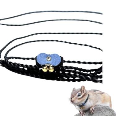 Imagem de Correia de corda de tração de esquilo de esquilo, corda antimordida, coleira de caminhada de animais pequenos com coleira de chumbo para hamster, gerbil, rato, furão, chinchila (azul)