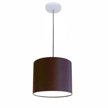 Imagem de Lustre Luminária Pendente Vivare Free Lux PE-4105BR Cúpula em Tecido 20x22cm - Café