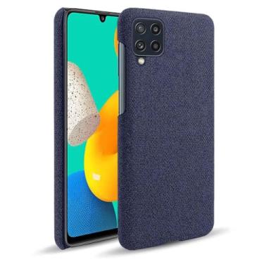 Imagem de Capa para Samsung Galaxy F22,Capa desenhada em lona,Case Protetora Ultrafina com Empunhadura Macia,Design em Tecido Antichoque e Antiarranhões-Blue