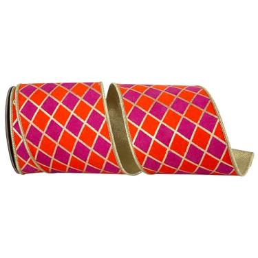 Imagem de Reliant Ribbon Fita de borda com fio Diamond Elite Metallic Outline Deluxe, laranja/rosa choque