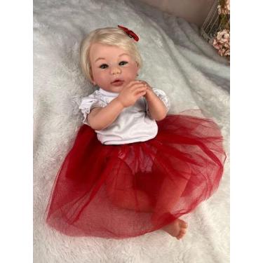 Imagem de Boneca Reborn Menina Cabelo Fio a Fio Realista Com Enxoval - Mundo Azu