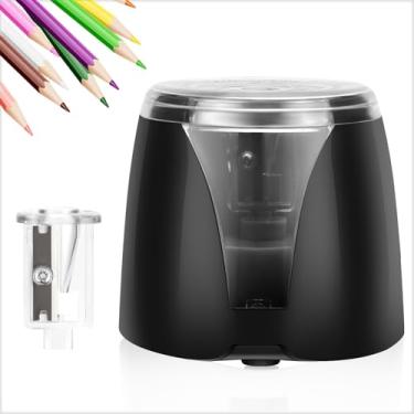 Imagem de Apontador de lápis elétrico automático – 2 pilhas AA, ideal para lápis de 6 a 8 cm – perfeito para escola, casa, escritório e sala de aula (preto)