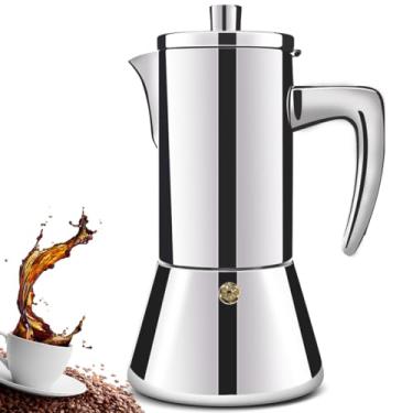 Imagem de DITOSH 6 xícaras espessas de aço inoxidável 304 Moka Pot Fogão Cafeteira Espresso Cafeteras Italiana Percolato Cafeteira Capaz Greca Mocha para indução Casa e Camping 300 ml 283.5 g