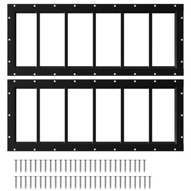 Imagem de NeatiEase Pacote com 2 janelas de 25,4 x 89 cm, design fixo de janela de popa com vidro temperado para casas de brinquedo, galpões, garagens e galinheiros (preto)