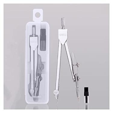 Imagem de Bússola matemática kit de geometria matemática bússola de metal com geometria de roda ferramenta de precisão para estudante ferramenta de desenho circular com caixa de armazenamento bússola para
