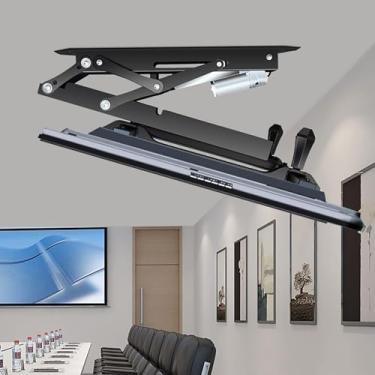 Imagem de CUTPOIY Elevador de TV elétrico - suporte de TV motorizado para TV de teto, serve para TVs motorizadas de 32 a 70 polegadas, elevador de TV elétrico telescópico flip down de 0-85° com elevação