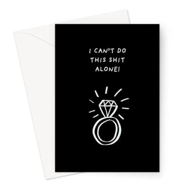 Imagem de LEMON LOCO Cartões de proposta de dama de honra monocromáticos engraçados | Cartões peculiares para pedir aos seus melhores amigos para serem suas damas de honra (cartão I Can't Do This Shit Alone! )
