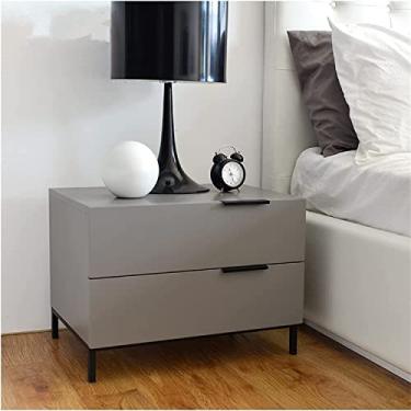 Imagem de Mesa de cabeceira inteligente armário de cabeceira com gavetas branco, mesa de cabeceira de simplicidade moderna com 2, cinza claro, mesa lateral 55 x 40 x 45 cm (branco cremoso) (cinza)