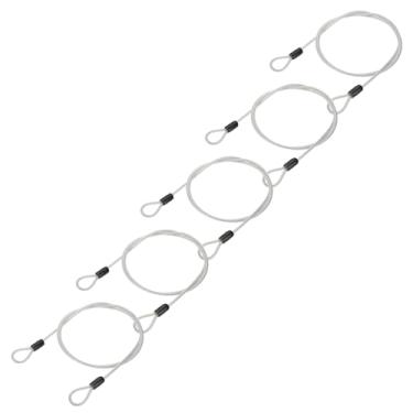 Imagem de PATIKIL Cabo de aço inoxidável revestido de vinil de 5/81.3 cm de diâmetro com laços, 5 peças de corda de fio flexível de 1,2 m (119,4 cm) Cadeado de corrente de segurança para iluminação de palco ao