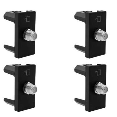 Imagem de Kit 4 Tomadas Antena Tv - Conector F Pial Plus+ Preto 615030pt