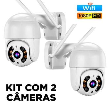 Imagem de Kit 2 Câmeras Ip Externa Wifi Full Hd Prova D'Água 360 - Bivolt