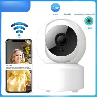 Imagem de 4MP Mini WiFi Câmera De Vigilância Interna ABUNTU 3MP Pet Baby Monitor