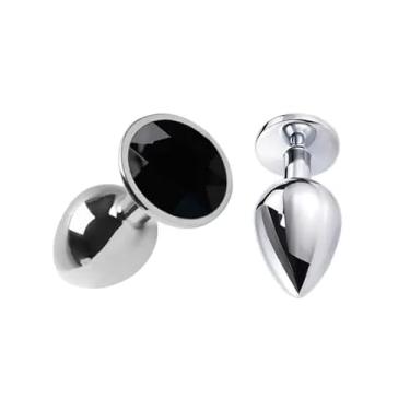 Imagem de Plug Anal em Aço Inoxidável, Preto, 8,2cm x 3,4cm, Tamanho M