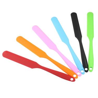 Imagem de Waziaqoc 6 espátulas de frasco de silicone, espátulas de manteiga de creme de bolo, espátula flexível com cabo longo (vermelho, azul, laranja, preto, verde, rosa)