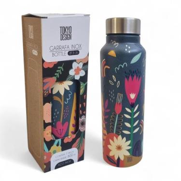 Imagem de Garrafa Térmica Inox 800ml Estampas Floridas Água Coleção - Mkt Multi,
