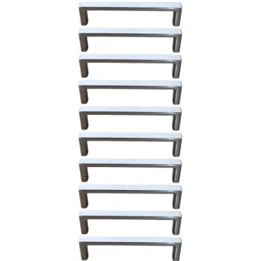 Imagem de Kit 10 Puxadores Cromados para Móveis Alça 96mm Oeiras Zamac Armário Bancada Gavetas Torralba