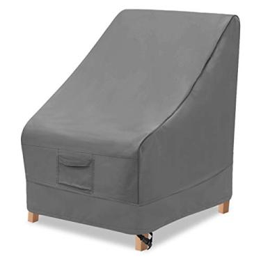 Imagem de Vailge Capa de cadeira com encosto alto ao ar livre, capas de cadeira de pátio à prova d'água, capa de cadeira 600D resistente anti-UV para móveis de gramado - 90 cm C x 71 cm L x 89 cm A, cinza