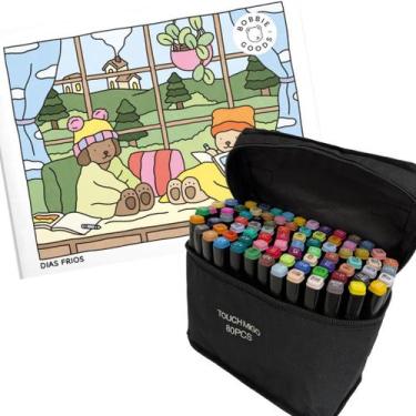 Imagem de Kit Livro Bobbie Goods Dias Frios + Canetinha Touch, 80 Cores
