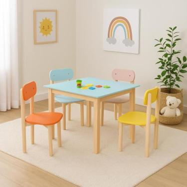 Imagem de Jogo Mesa Cadeira Colorê Infantil MDF Robusto Premium - Valuchi, Multi