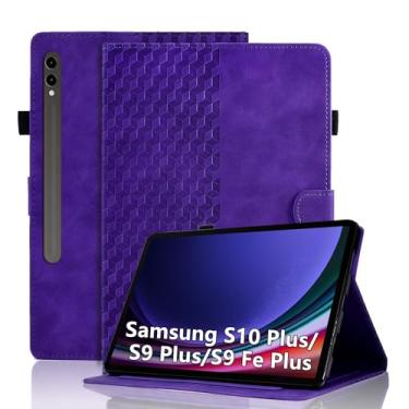 Imagem de Varohix Capa para Samsung Galaxy Tab S10+ Plus 2024 / S9 FE+ Plus/S9+ Plus 12,4 polegadas 2023 de couro magnético multi-ângulo com suporte para cartão Galaxy Tab S9+/S9 FE+ - Roxa