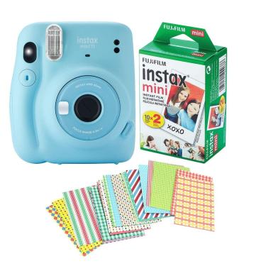 Imagem de Câmera Fujifilm Instax Mini 11 com 20 filmes e adesivos (azul celeste)