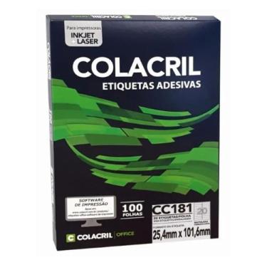 Imagem de Etiqueta colacril carta cc181 25,4 x 101,6 c/ 100 fls - 20 etiq. p/ fo