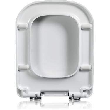 Imagem de Assento De Vaso Sanitário De Fechamento Lento Assento De Vaso Sanitário Quadrado De Fechamento Suave Com Fácil Liberação Rápida Dobradiças Ajustáveis De Fixaç, One Color, 04B