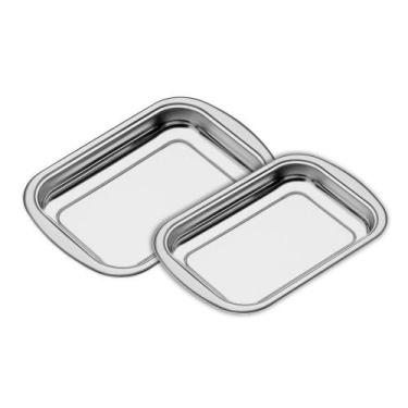 Imagem de Conjunto Assadeiras Inox 34cm + 29,5cm - Aço Inox - Tramontina