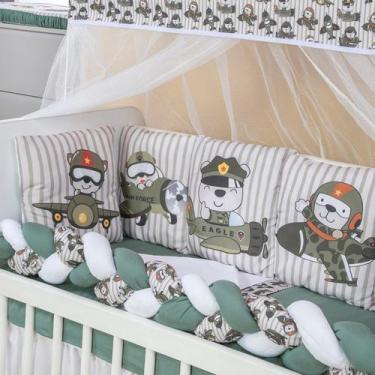 Imagem de Kit Mini Berço com 12 peças Saia de Berço Bebê Menino Aviador - Lella 