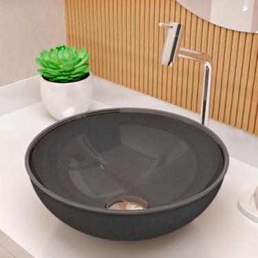 Imagem de Cuba Pia de Apoio Sobrepor Vidro Redonda 29cm Banheiro Lavabo Beltempo BT-4030 (Cinza Chumbo)