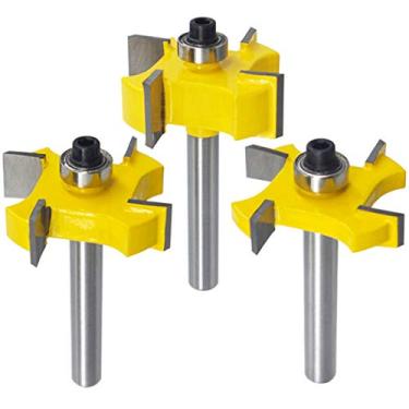 Imagem de Roteador de Coelho Wolfride 3 peças 1/4 Haste Top Rolamento Rabbet Roteador Bit Set