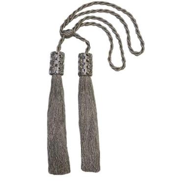 Imagem de Abraçadeira para Cortina Infinity Cilindro Duplo Franjas Prata Bella A