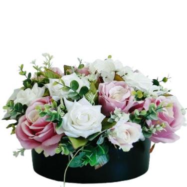 Imagem de Arranjo de Rosas e Flores Mistas Artificiais Vaso Cerâmica - La Caza S