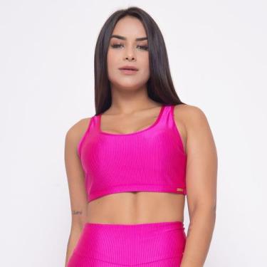 Imagem de Top Fitness Malha Trilobal Canelado Feminino Alça Larga - C&M Fitness,