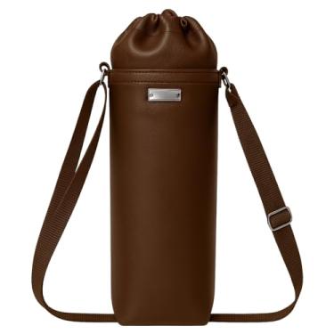 Imagem de Bolsa Térmica para Garrafa Vidinne RAMIERE em Courino, com Alça Transversal, Produto Artesanal Premium VIDINNE (Marrom, 1 litro)