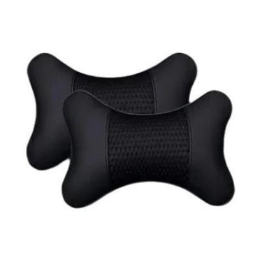 Imagem de Almofada De Pescoço Para Assento De Carro Em Couro PU Preto, 2 Peças, 