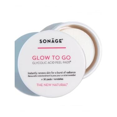 Imagem de Sonage Almofadas de peeling de ácido glicólico Glow To Go para rosto e corpo, esfoliação de força profissional e almofadas AHA que ajudam a uniformizar o tom da pele, tamanho dos poros, iluminar e