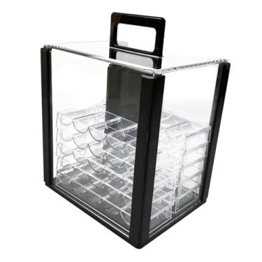 Imagem de simhoa Caixa de acrílico para transporte de chips, grande capacidade, portátil, multiuso, caixa de armazenamento para clube, sala de jogos, comercial, com Bandejas de 40 Mm