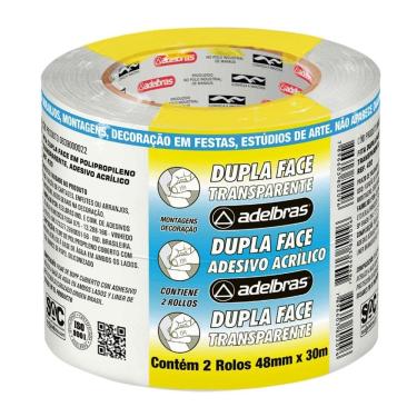 Imagem de Fita dupla face PP 48mmx30m adesivo acrílico c/2 - Adelbras