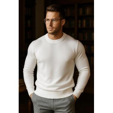 Imagem de Sueter masculino basico liso - Generica, Branco, G