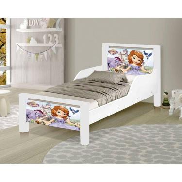 Imagem de Mini Cama Infantil Sofia Adesivada Com Colchão Branco