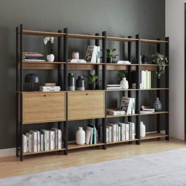 Imagem de Conjunto Estantes para Escritório com 18 Prateleiras e 2 Portas 4 Peça