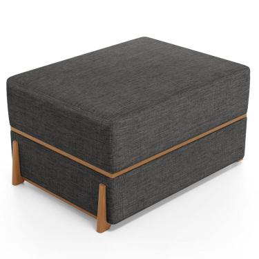 Imagem de Puff Decorativo Retangular Para Sala de Estar Domus L02 Linho Cinza Escuro - Lyam Decor