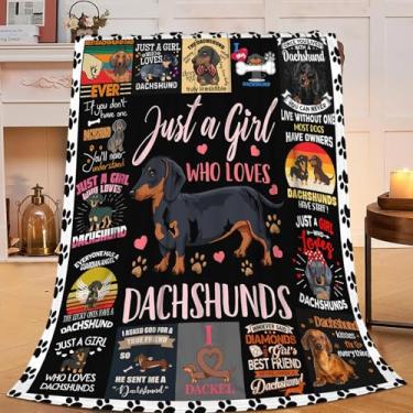 Imagem de Cobertor Dachshund Just A Girl Who Loves Dachshunds Cobertor Presentes para Crianças Meninas Meninos Adultos Mulheres Homens Super Macio Aconchegante Pelúcia Fofo Fuzzy Cobertor de Lã Decoração 101 cm