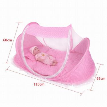 Imagem de Berço Portatil Anti Mosquito Rosa Cortinado