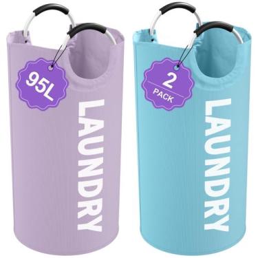 Imagem de Conjunto de cestos de roupa suja IHOMAGIC 95L à prova d'água 2 peças r
